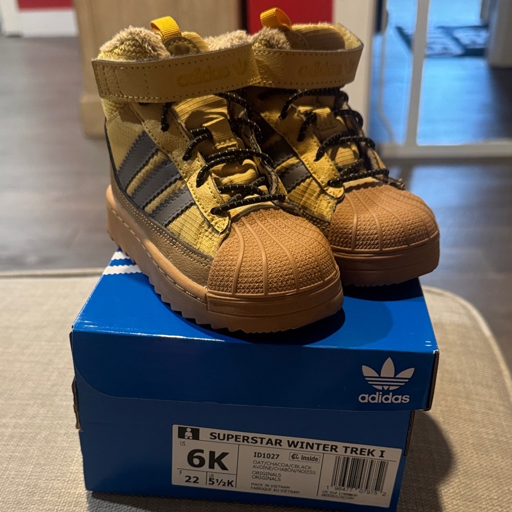 Adidas Kids Superstar Winter Trek Boots - Yellow and Brown